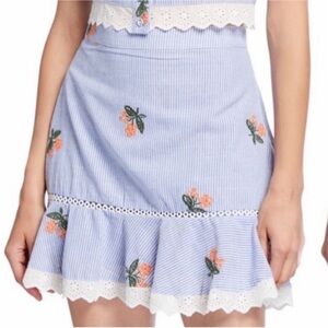 NWT J.O.A. Just One Answer Pinstripe Floral Embroidery Skirt